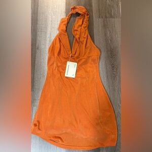 Peppermayo Vibrant Orange Halter Dress